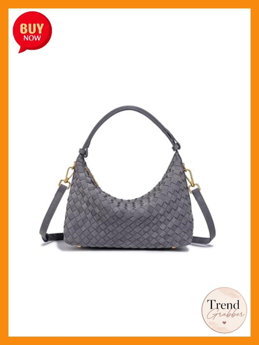 Woven Faux Suede Shoulder Bag Slouchy Crescent Hobo Purse Satchel Handbag